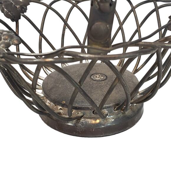 Godinger Silver Art Co Ltd. Wire Basket With Handle Grapevine Grape Leaves 7.5" - Picture 5 of 10